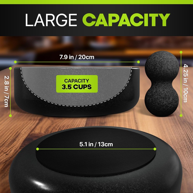 Umien™ Granite Mortar and Pestle Set - 100% Granite -