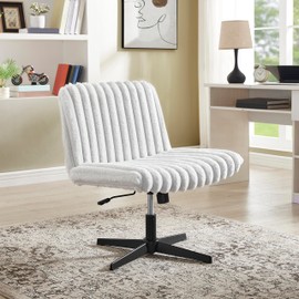 Roundhill Blynn Adjustable Swivel Criss Cross Chair, Wide Seat Office Chair Vanity Chair, Light Gray