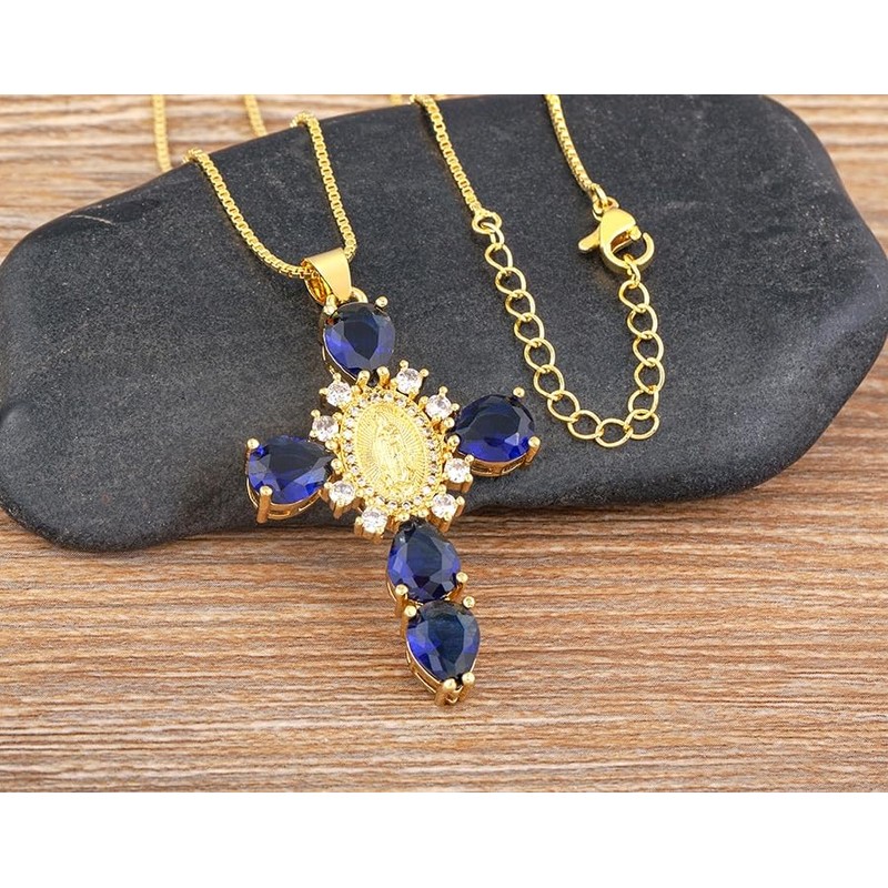 EGO VINA Crystal Zircon Cross Necklace For Women Choker Charm