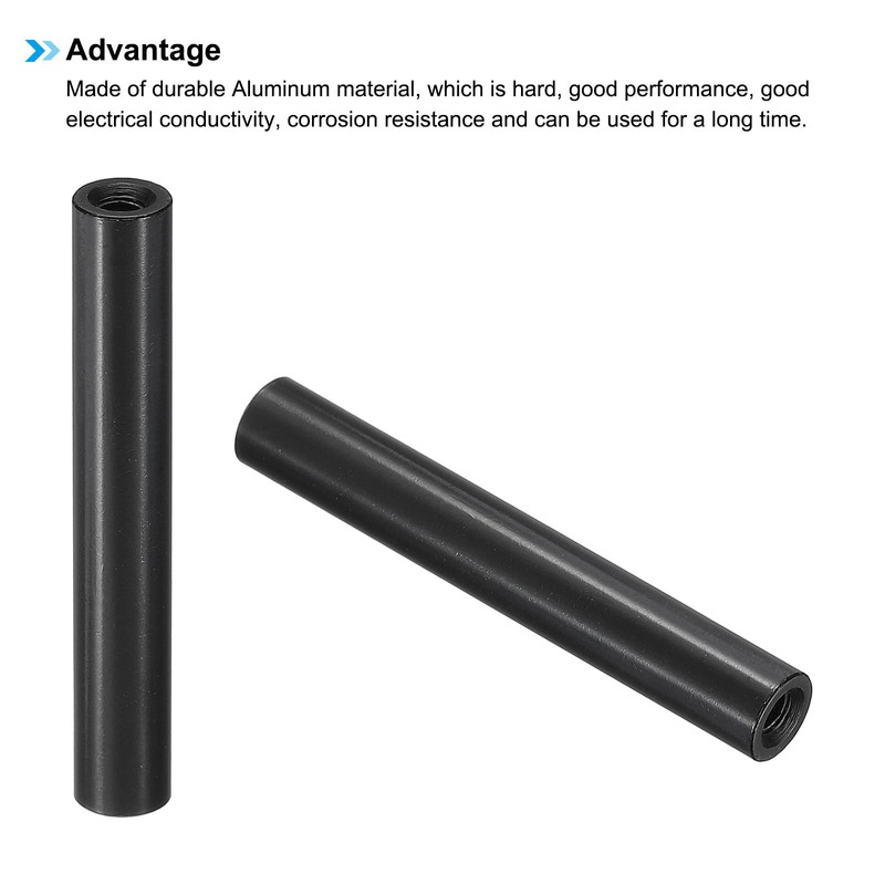 PATIKIL 2pcs M3 Metal Threaded Standoff Spacer Nuts, Round Aluminum