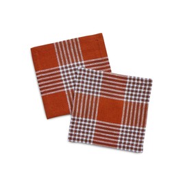 Solino Home Linen Cocktail Napkins 6 x 6 Inch – 100% Pure Linen Fabric Nutmeg Set of 12 – Glen Check Beverage Cocktail Napkins – Handcrafted