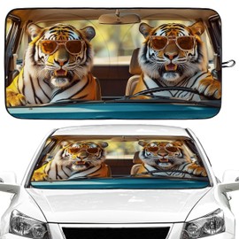 Tiger Car Windshield Sun Shade Foldable Sunshade Front Window Cover Sun Visor Protector Accessories for SUV (59x27.5 inches)