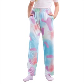 Girls Pajama Pants Cute Print Pj Pants for Girls Kids Soft PJ Bottoms Comfortable Lounge Pjs Sleepwear with Pockets Tie Dye 2XL