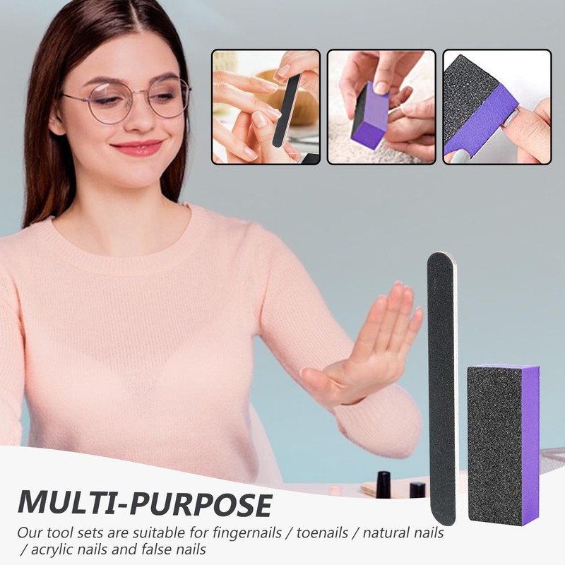 SKYPIA 4 Pack Black Nail File 100/180 Grit and Purple