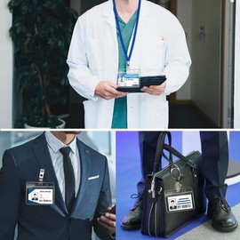 Yixhua 50 Pcs Badge Holder, Plastic Horizontal Name Tag Clear Waterproof Badge ID Card Holders for School, Office, Business