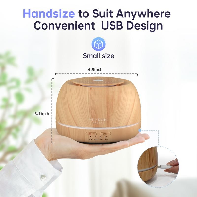 ASAKUKI 300ML Essential Oil Diffuser with Top 10 Oil Set