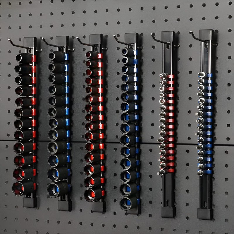 6 Pieces Socket Organizer Holder, Holds 86 Sockets, Socket Rails,