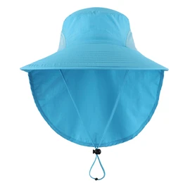 Home Prefer Outdoor UPF50+ Sombrero de sol de malla de ala ancha con solapa para el cuello, Azul Aqua, Large-X-Large