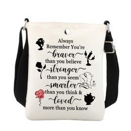 BNQL Women's Beauty Beast Crossbody Bag, White, 5.9 x 8.26 x 1 inches, Adult, Unisex-Youth, Beauty and the Beast Fans, Everyday Users, Sling, Crossbody Bag, Handbag