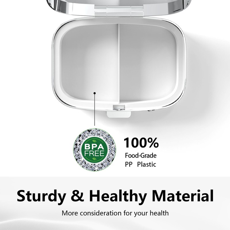 Pill Box-2 Compartment Small Pill Case Portable for Pocket &