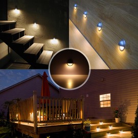 RNEHON 10 Pack LED Outdoor Deck Lights Kit,Φ1.38 Low Voltage 12V DC Step Stair Lights,IP65 Waterproof Recessed Warm White Landscape Lighting for Garden,Yard Steps,Patio,Floor Decoration