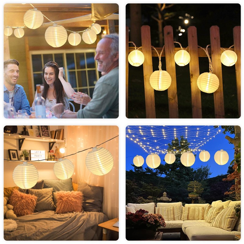 Vigdur White Lantern String Lights - Large and Small Hanging