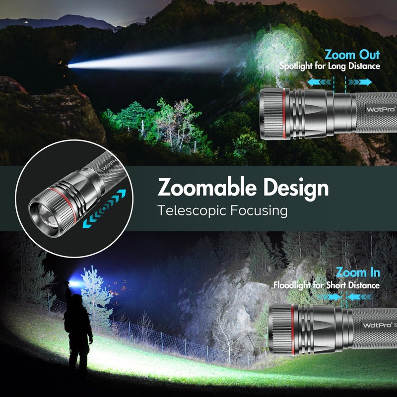 WdtPro Rechargeable Flashlights High Lumens, 1 Pack 10H Long Lasting