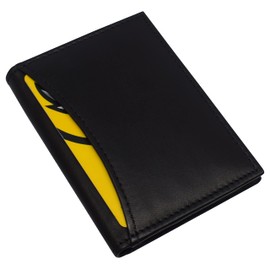 RFID Blocking Slim Card Wallet Bifold Card Case Genuine Leather Front Pocket Wallet Minimalist Credit Card Holder (Black)