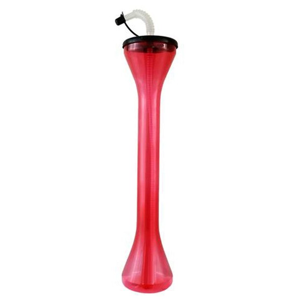 BARCONIC Party Yard Cup with Lid and Straw - Red - 24oz.