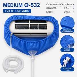 Wall Air Conditioner Cleaning Cover Bag with Drain Hose for Split AC Units