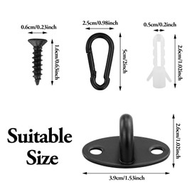 EASYKEENECOM Pack of 8 Stainless Steel Carabiner and Stainless Steel Eye Plate with Eyelet, Stainless Steel Cover Plate, Eye Plates for Sun Sail / Wall Mounting, Ceiling Mounting, Wall Hooks, Ceiling