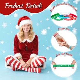 PYURTHITY 120 Pcs Jesus is The Reason for The Season Silicone Wristband Bulk Christmas Religious Rubber Bracelets Christian Wristband for Kids Adult Stocking Stuffers Gifts Church Event Party Favors