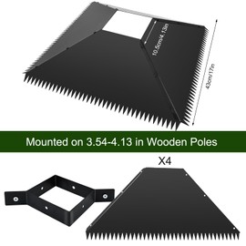 Metal Squirrel Baffle Shield for 4X4 Wooden Post, 17" Serrated Square Bird Feeder Guard Black Squirrels Proof Deflector Outdoor Squirrel Stopper Baffle to Keep Squirrels Off Bird Feeder Pole