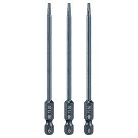 HARFINGTON 3pcs T9 Torx Screwdriver Bit 1/4" Hex Shank 4" Long S2 Steel Magnetic 6 Point Screw Driver Bits Industrial Grade Tamper Proof Star Drill Bits with Hole Torx Head
