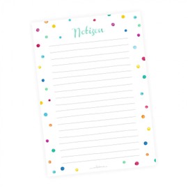 nikima Schönes für Kinder - A5 Notepad Dots Colourful Watercolour - 50 Sheets Lined to Do List Shopping List Planner Notes Recipe Pad Note List Oganizer