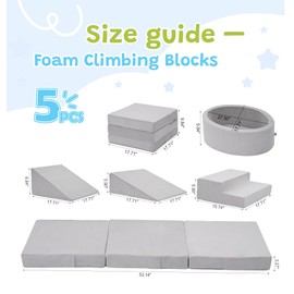Elftopia Foam Climbing Blocks with Ball Pit & Stairs for Toddlers Aged 1-3 -Soft Playset for Indoor Crawling, Foam Playground Set for Baby to Active Playing Inside -(Balls NOT Included),Grey