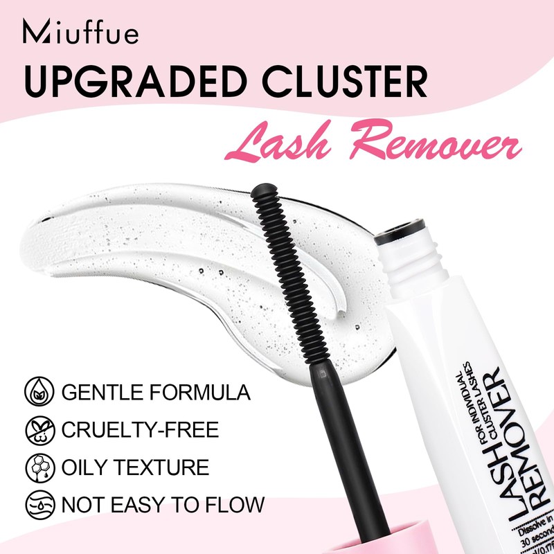Miuffue Deep Cleansing Cluster Lash Remover, Eyelash Glue Remover for