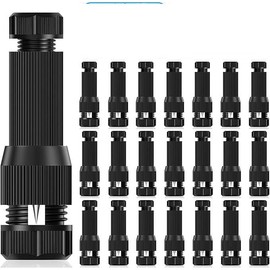 32 Pcs Low Voltage Wire Tap Connectors Waterproof 12-20 Gauge Landscape Lighting Waterproof Cable Connector for Path Lights, Spotlights, Flood Lights, Ground Lights etc.