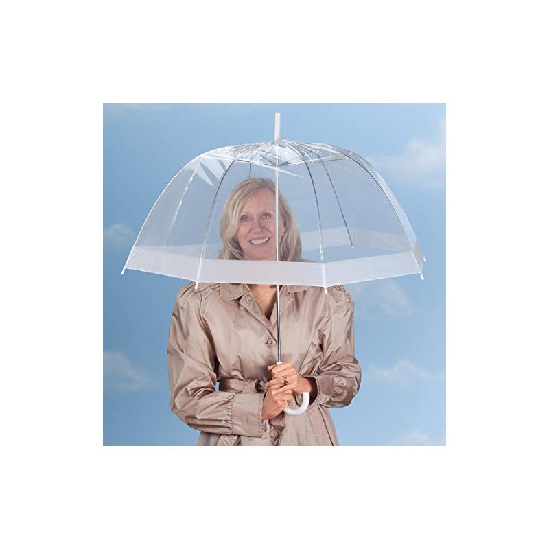Clear Dome Umbrella, Durable Wind-Resistant Umbrella with Sturdy Bubble Design,