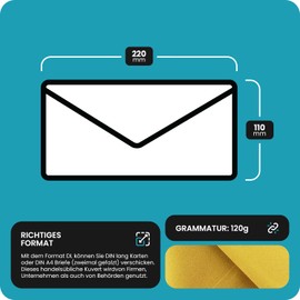 Netuno 25 Envelopes Mother of Pearl Gold DIN Long 110 x 220 mm 120 g Aster Metallic Cherish Golden Envelopes Long DL Elegant Metallic Shiny Envelopes Golden for Invitations Wedding