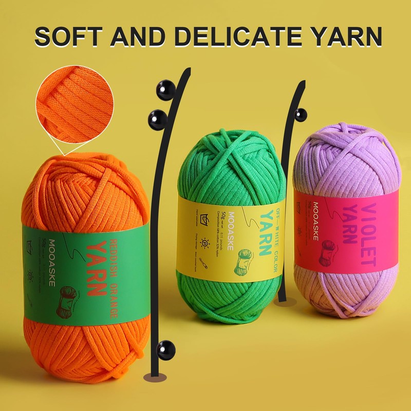 Mooaske 3 Pack Crochet Yarn with Crochet Hook - Worsted