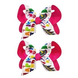 Birthday Girl Hair Bow, 4.3 inch Happy Birthday Girl Bows Hair Clip Cute Ribbon Alligator Hairpins for Toddler Girls Birthdays Party Accessories