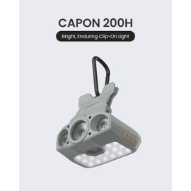 Claymore Capon 200H (Mint Gray) - Rechargeable Clip-On Cap Light, 1000 Lumens, Adjustable 180° Angle, Waterproof. Lasting Battery for Camping, Hiking, Fishing, Running.