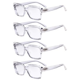 Eyekepper 4 Pack Stylish Reading Glasses Women - Oversized Square Readers Transparent