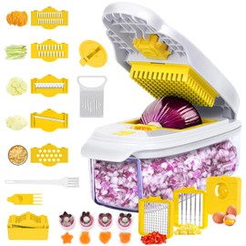 Vegetable Chopper, Pro 19 in1 Multifunctional Onion Chopper, Food Chopper with 8 Blades, Veggie Chopper with Container - Vegetable Slicer Dicer Cutter, Mandoline Slicer, Salad, Garlic Chopper