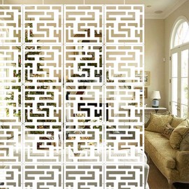 Yizunnu Hanging Room Divider,White DIY Panel Screens Partition,12 Pieces Wood-Plastic Panel Screen,Wall Dividers Room Decoration for Home Bedroom Office Shop Decor, 11.4" x 11.4"