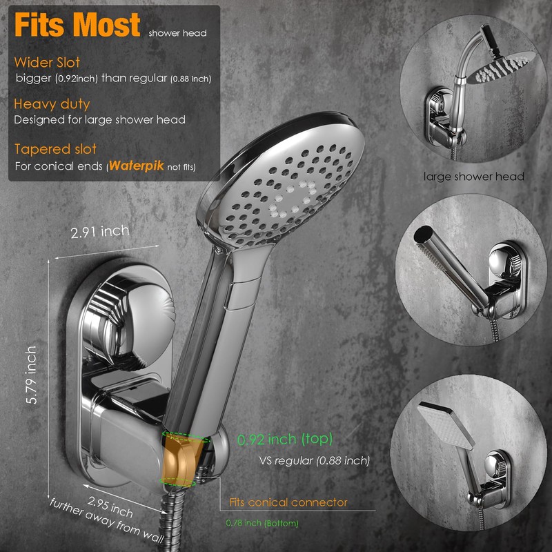 Suction cup Handheld Shower Head Holder - Designed For Large