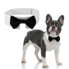 DOGTACT Elegant Dog Bow Tie - Cute Tuxedo Bowtie with Adjustable White Collar for Formal Pets - Perfect for Valentines, Weddings, and Birthdays
