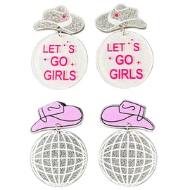 Western Cowgirl Boot Earrings for Women Cowgirl Hat Boot Earrings Pink Drop Dangle Cowboy Earrings Enamel Earrings Jewelry for Girls