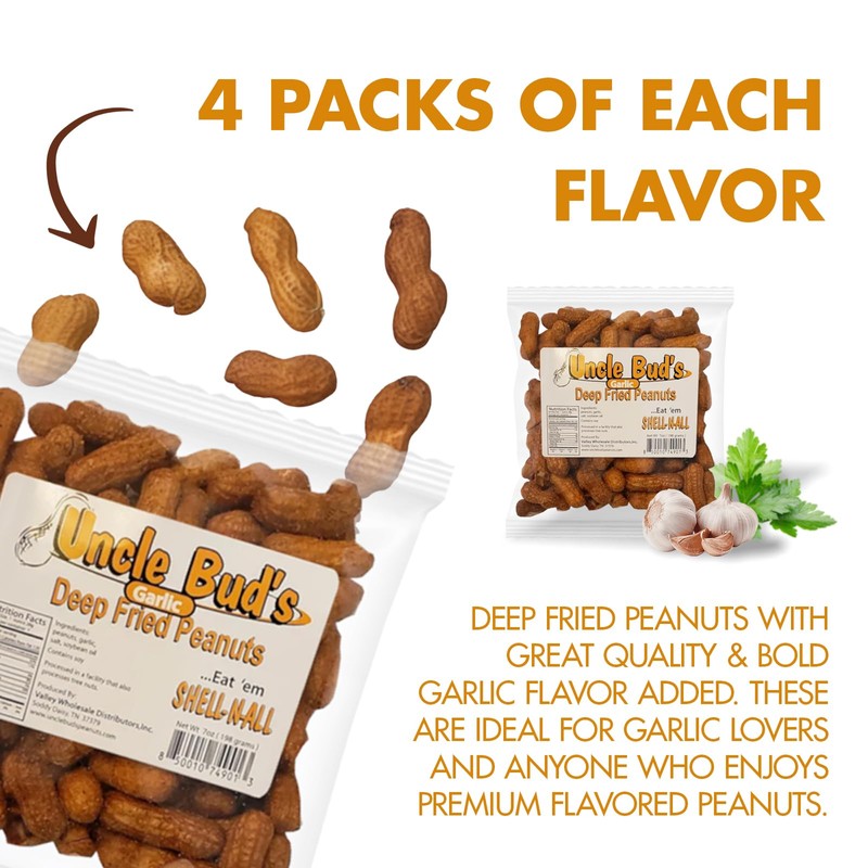 Uncle Bud's Deep Fried Peanuts In Shell (4-Pack) | Crunchy