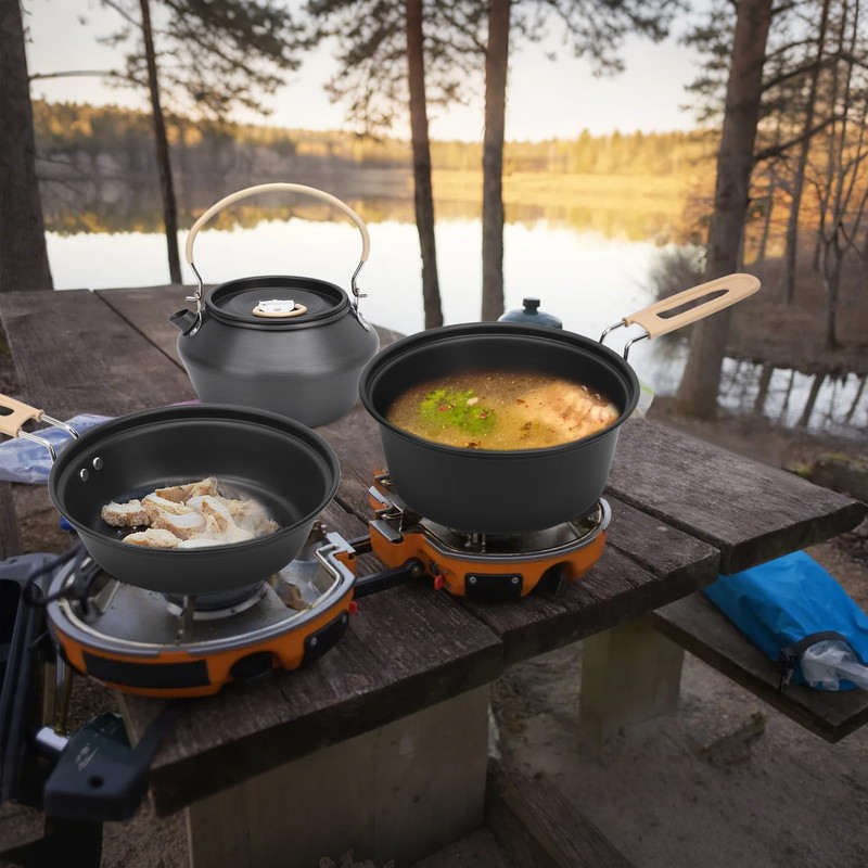doorslay 23PCS Camping Cookware Kit for 2-3 People Hard Anodized