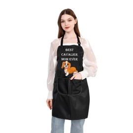BDPWSS Cavalier King Charles Spaniel Gift Best Cavalier Mom Ever Apron With Pockets Cavalier King Charles Spaniel Owner Gift (Cavalier Mom AP)