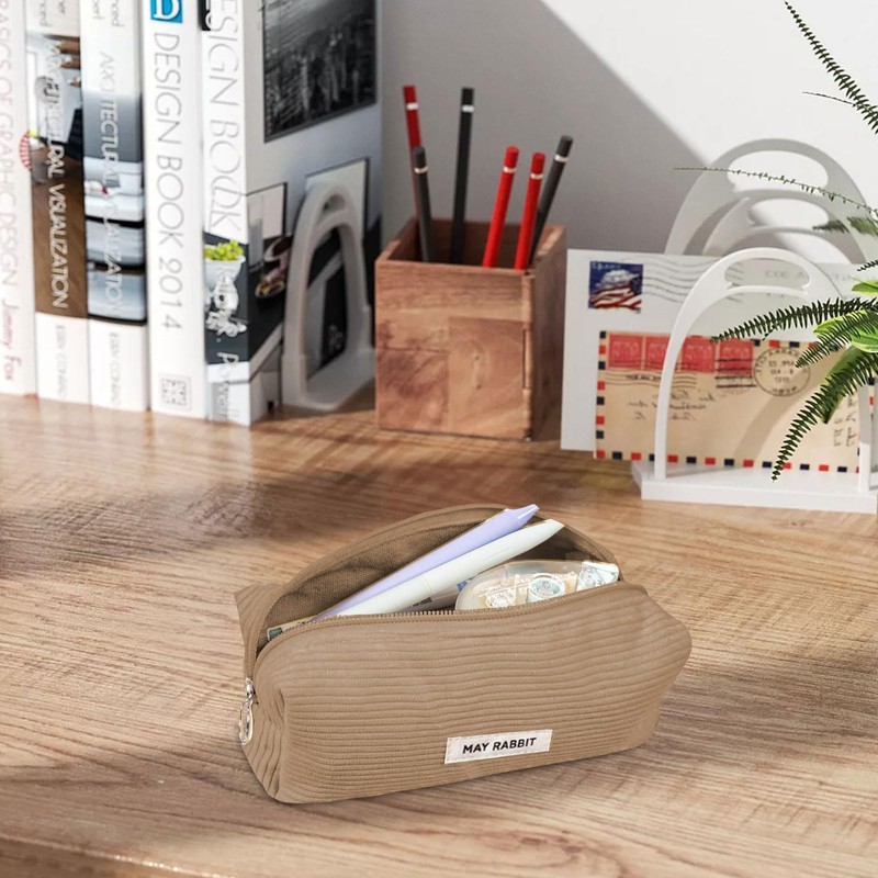 YALiya Corduroy Fabric Pencil Case Portable Storage Bag Pencil Case