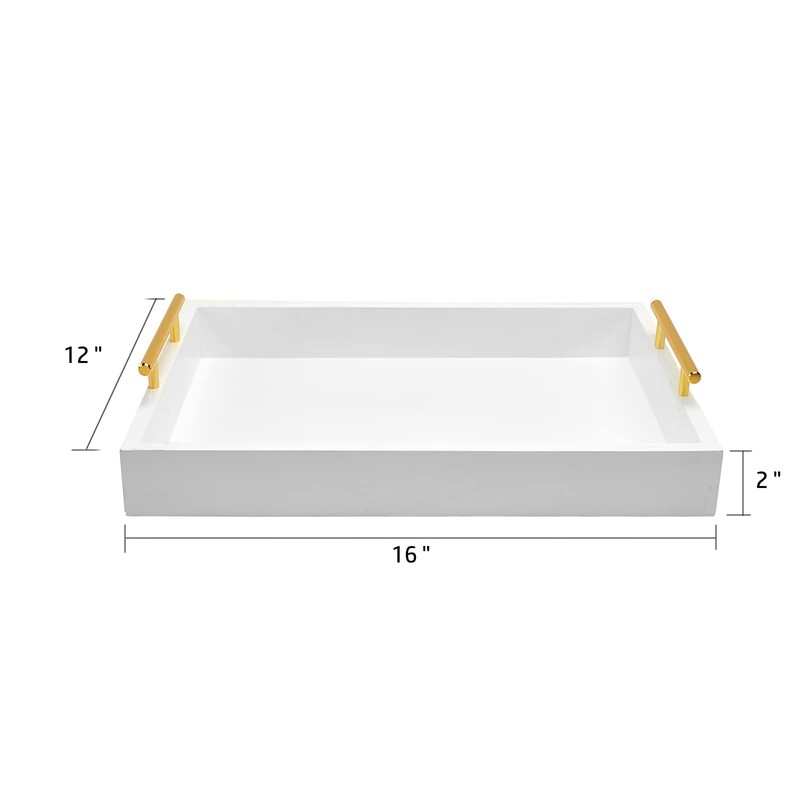 16"x12" Serving Trays with Handles, White Decorative Serving Tray, Ottoman
