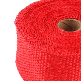 Exhaust Heat Wrap Insulation Tape Glass Fiber Alloy Steel Tie for Car Motorcycle Performance Boost Heat Reduction (Red)