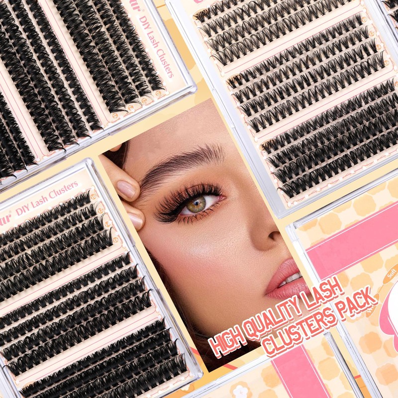Epzia Eyelash Extension Kit - 476PCS D-Curly Lash Clusters (30D+40D+50D+60D+80D+100D)