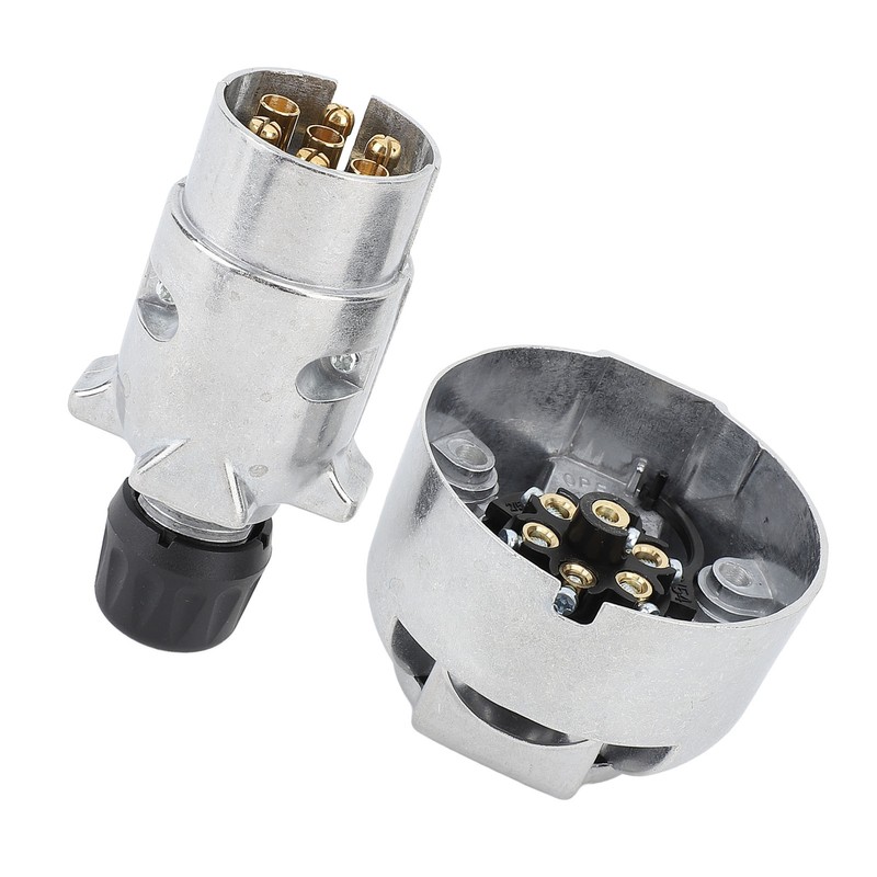 Trailer Plug Socket Kit Aluminum Alloy DC12V 7 Pin Plug