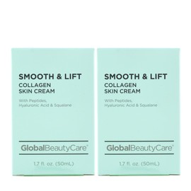 Global Beauty Care Smooth & Lift Collagen Skin Cream – Peptides, Hyaluronic Acid & Squalane, 2-Pack (2x 2 fl oz)