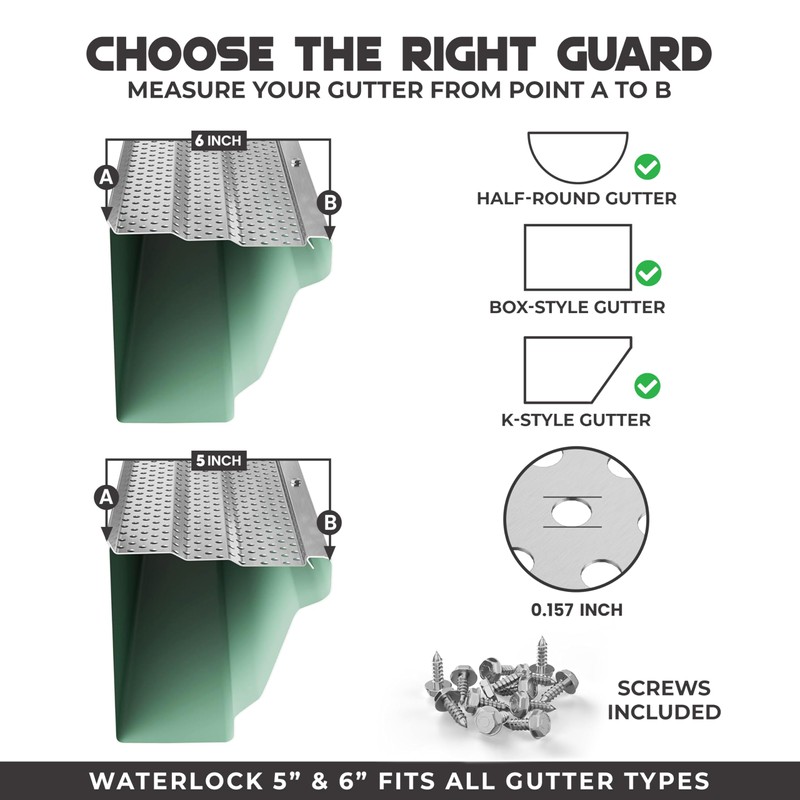 Waterlock 6" Gutter Guards Leaf Protection, Domestic Aluminum Gutter Covers