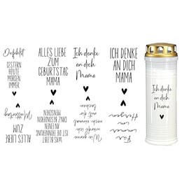 Fräulein Lotti | Wasserschiebefolie fuer Grabkerzen - Thema: Mama | Tattoofolie | schwarz DIN A5